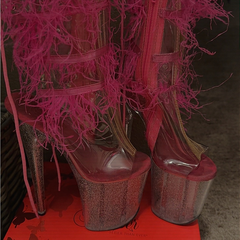 Pink and Silver Platform Heels